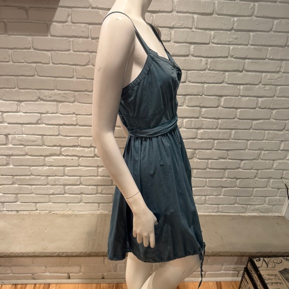 ZAC POSEN for Target Teal Button Front Dress Boho Chic Cinched Waist Pocket NWOT - Picture 4 of 14